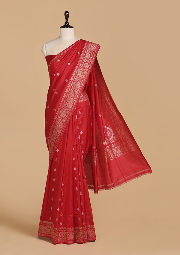 Red Butti Saree in Silk
