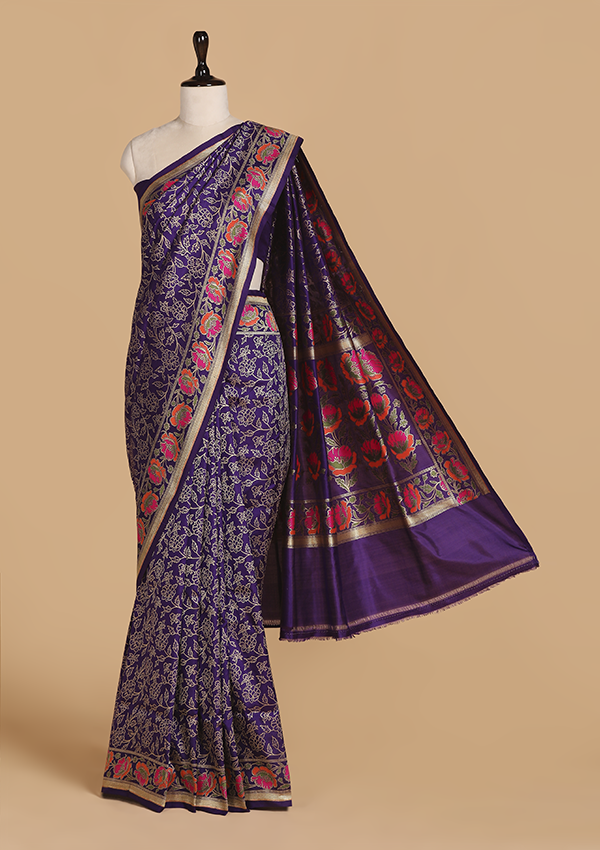 Purple Jaal Saree in Silk