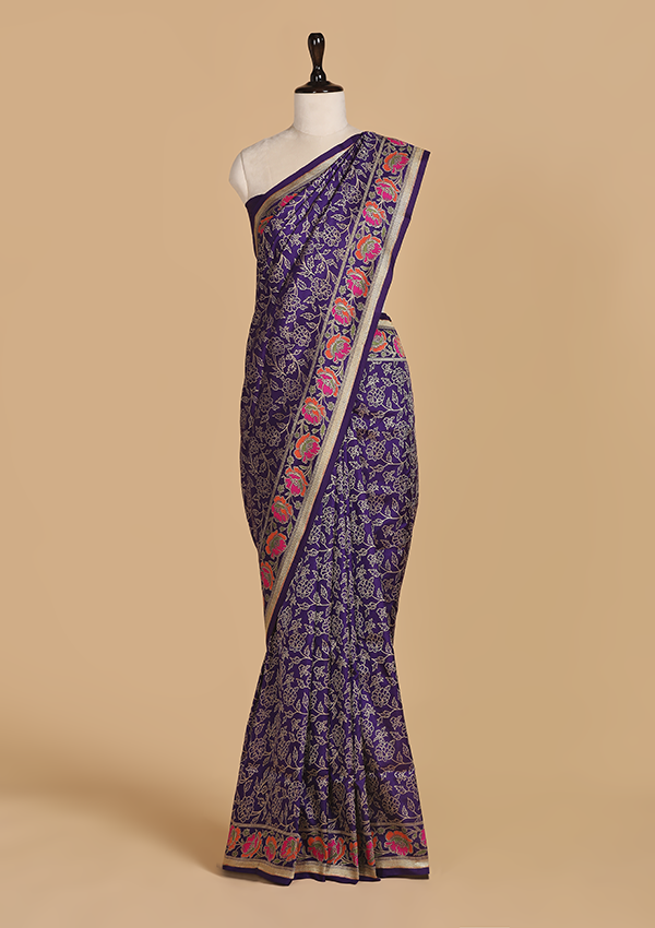 Purple Jaal Saree in Silk