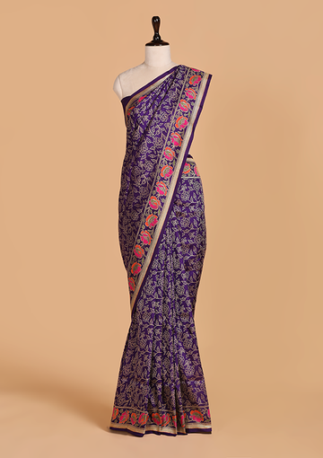 Purple Jaal Saree in Silk