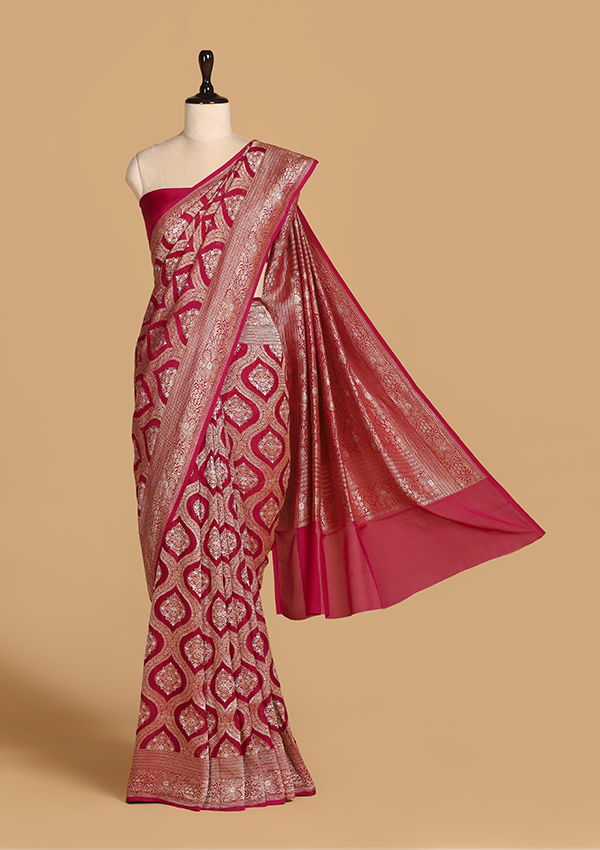 Magenta Jaal Saree In Georgette