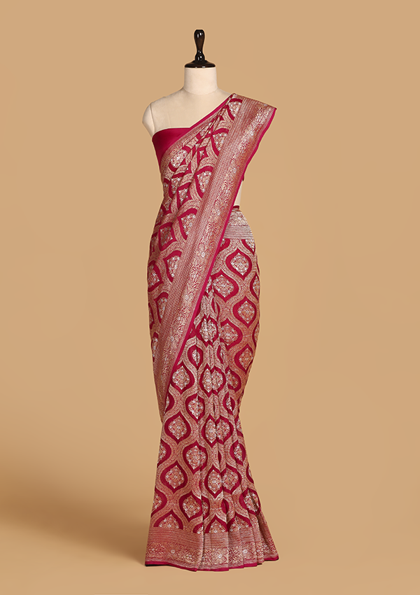 Magenta Jaal Saree In Georgette