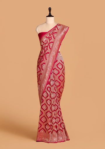 Magenta Jaal Saree In Georgette