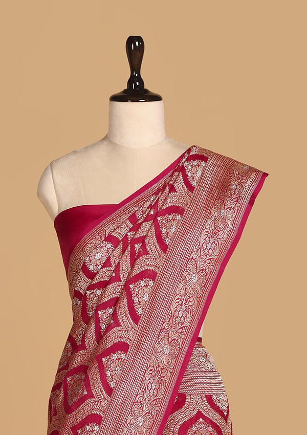 Magenta Jaal Saree In Georgette