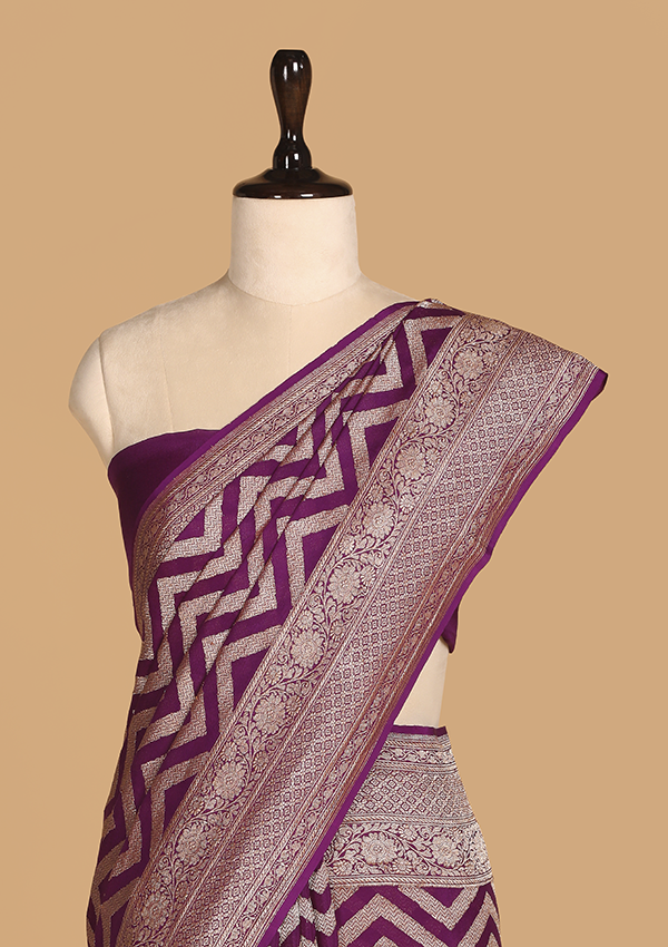 Purple Lehariya Saree In Georgette