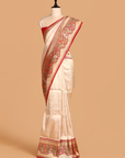 Off White Brocade Saree In Silk