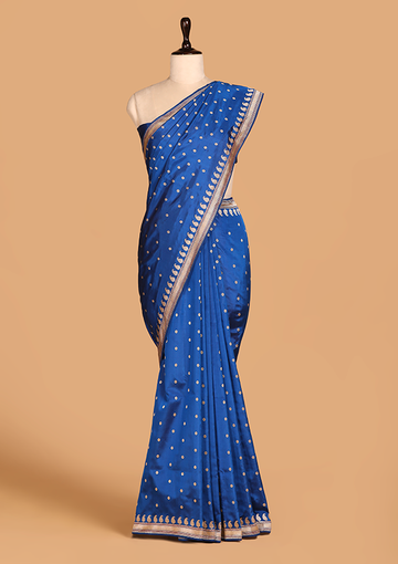 Royal Blue Butti Saree in Silk