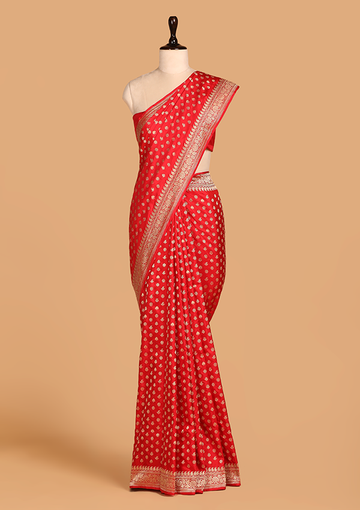 Red Butti Saree in Silk