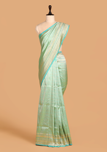 Sea Green Brocade Saree in Silk