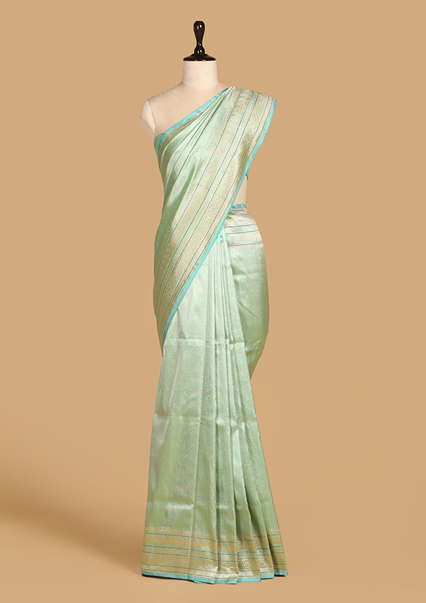 Sea Green Brocade Saree in Silk