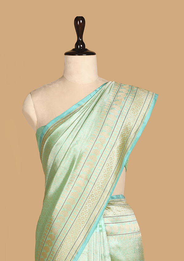 Sea Green Brocade Saree in Silk