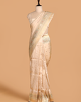 Off White Brocade Saree in Silk