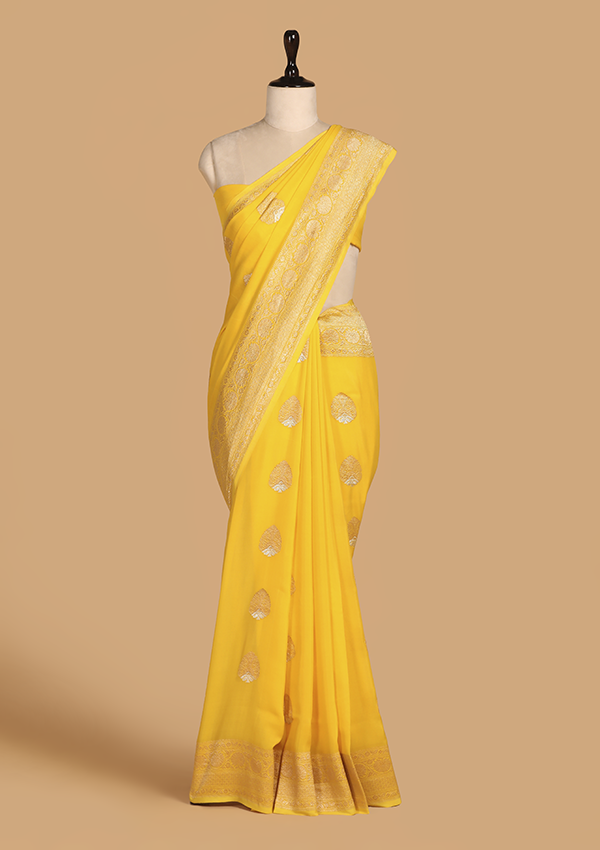 Yellow Butta Saree in Georgette