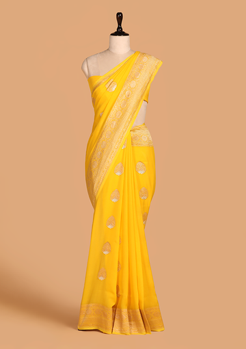 Yellow Butta Saree in Georgette