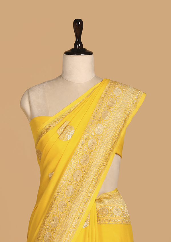 Yellow Butta Saree in Georgette