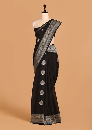 Black Butta Saree in Georgette