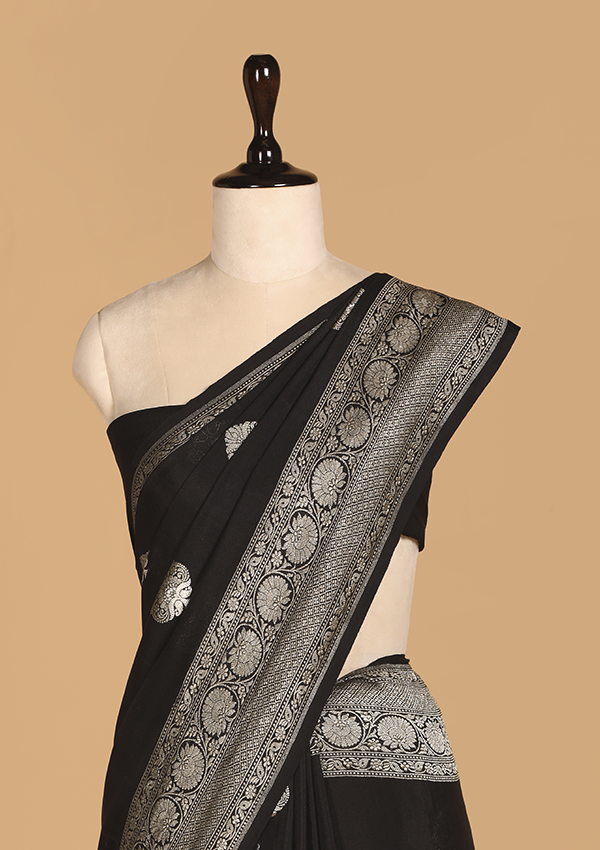 Black Butta Saree in Georgette