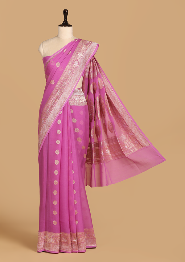Pink Butti Saree in Georgette