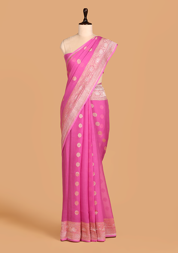 Pink Butti Saree in Georgette