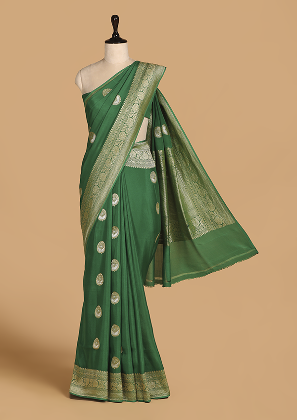 Green Butta Saree in Georgette