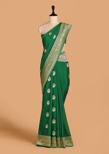 Green Butta Saree in Georgette