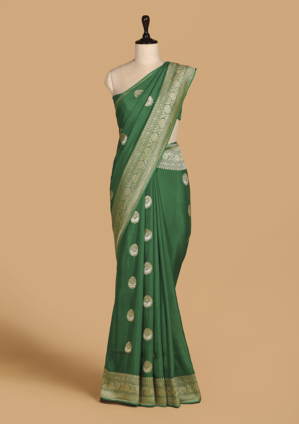 Green Butta Saree in Georgette