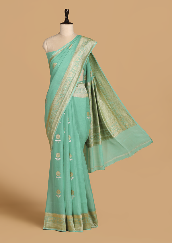 Sea Green Butta Saree in Georgette