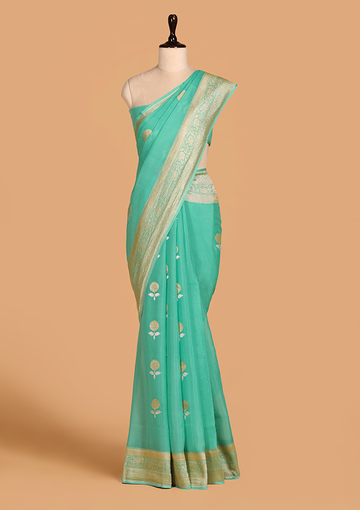 Sea Green Butta Saree in Georgette