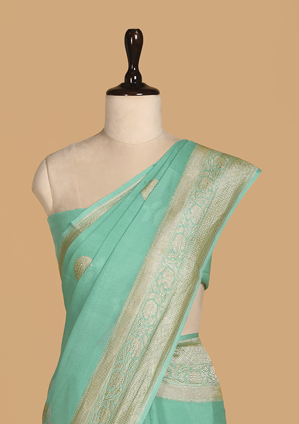 Sea Green Butta Saree in Georgette
