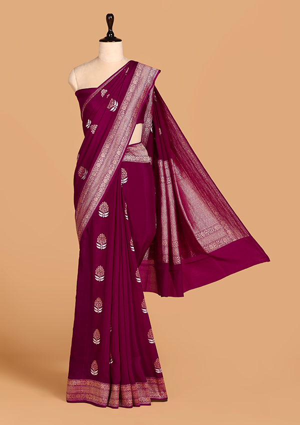 Magenta Butta Saree in Georgette