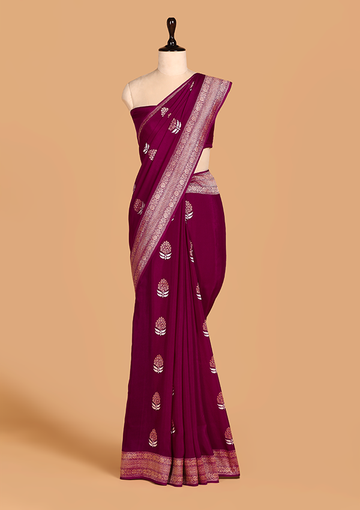 Magenta Butta Saree in Georgette