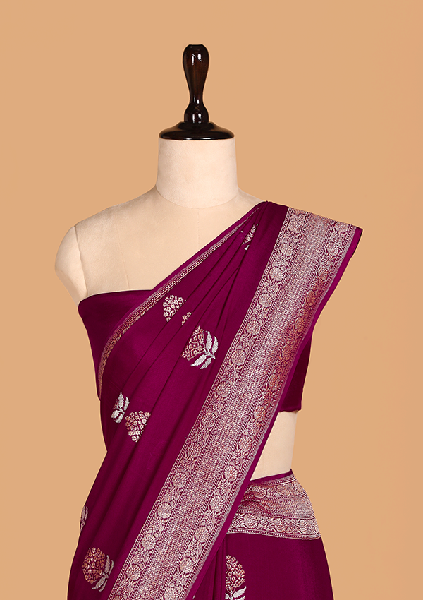 Magenta Butta Saree in Georgette
