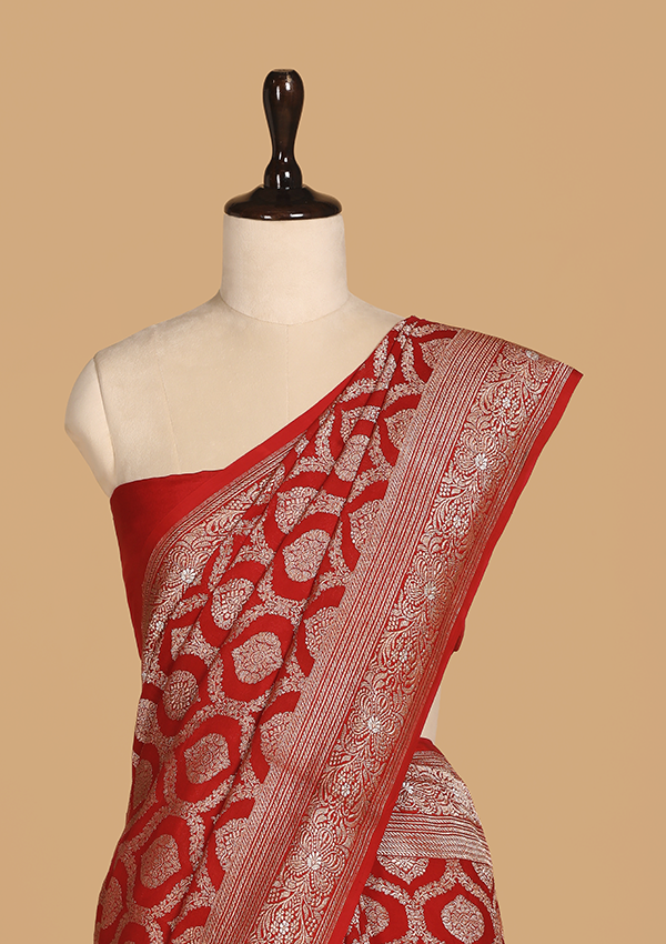 Red Jaal Saree in Georgette