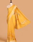 Yellow Plain Saree In Georgette Tussar