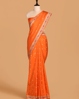 Orange Butti Saree in Silk