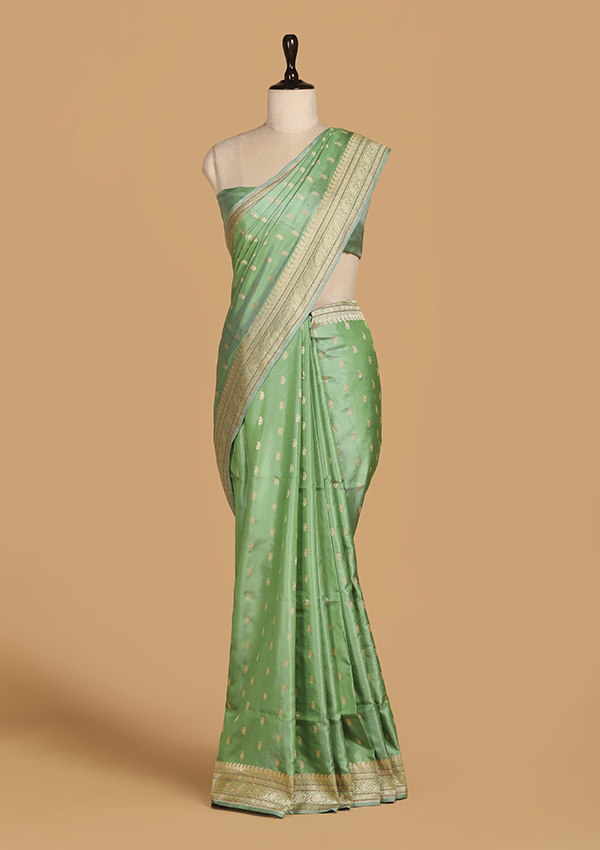 Pista Green Butti Saree in Silk