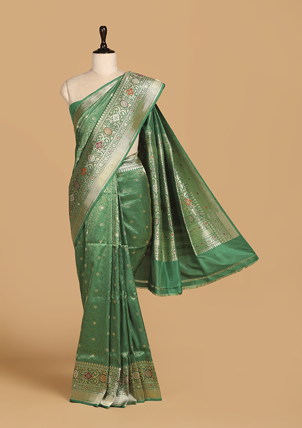 Green Brocade Saree In Silk