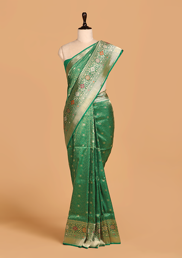 Green Brocade Saree In Silk