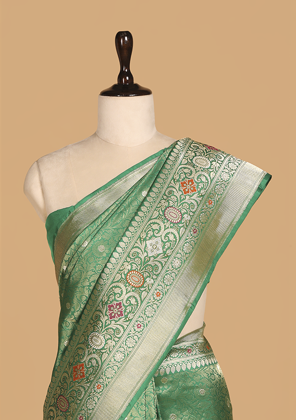 Green Brocade Saree In Silk
