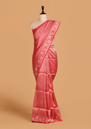 Rani Pink Brocade Saree in Silk