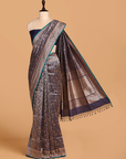 Royal Blue Brocade Saree in Silk