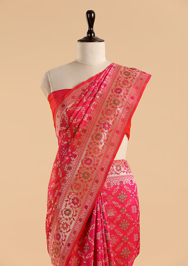 Coral Patola Saree in Silk