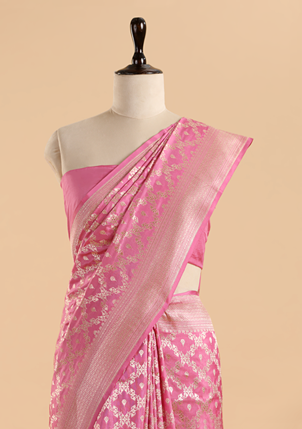 Pink Jaal Saree in Silk