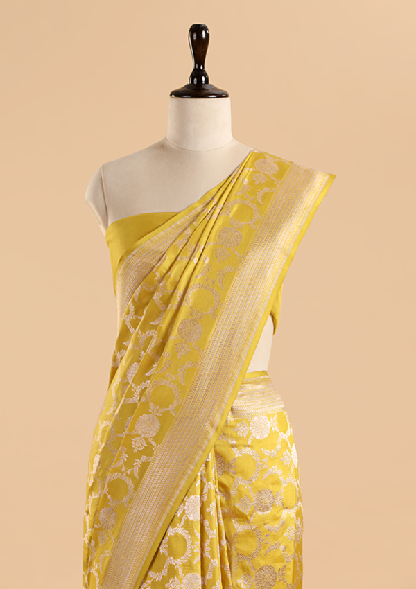 Olive Green Jaal Saree in Silk