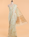Light Pista Green Lehariya  Saree in Kora Silk