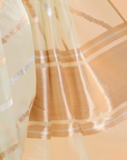 Light Pista Green Lehariya  Saree in Kora Silk