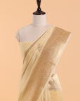 Lemon Yellow Butta Saree in Kora Silk