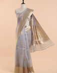 Grey Butta Saree in Kora Silk