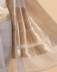 Grey Butta Saree in Kora Silk
