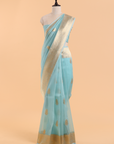 Firozi Butta Saree in Kora Silk